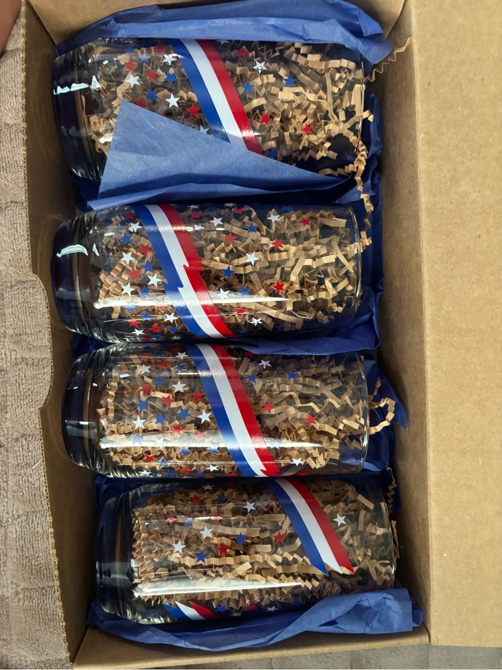 Patriotic Star Glass Tumblers - Red White Blue Party Set